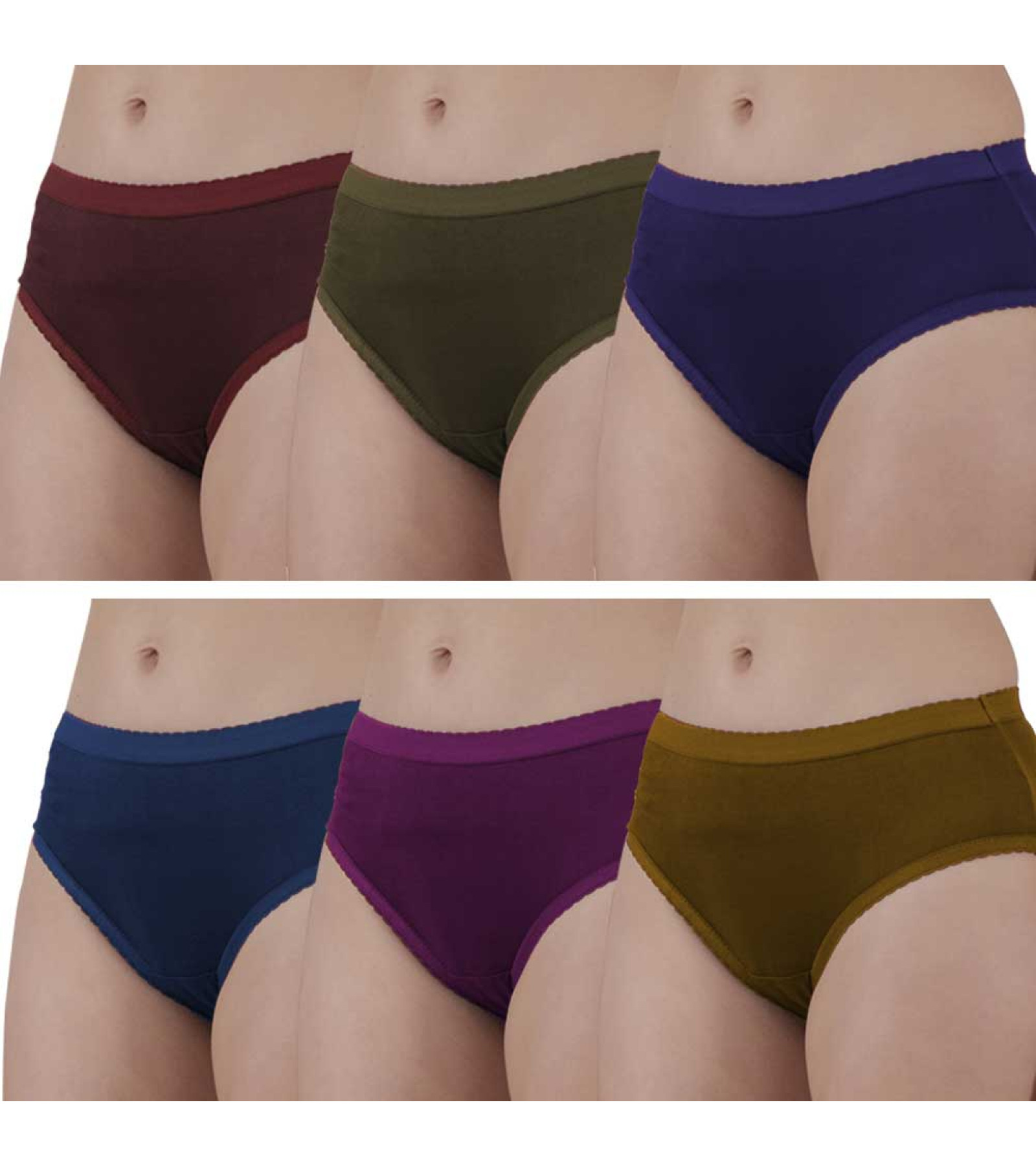 Vink Womens Plain Panty Combo Pack of 6 | Multicolor